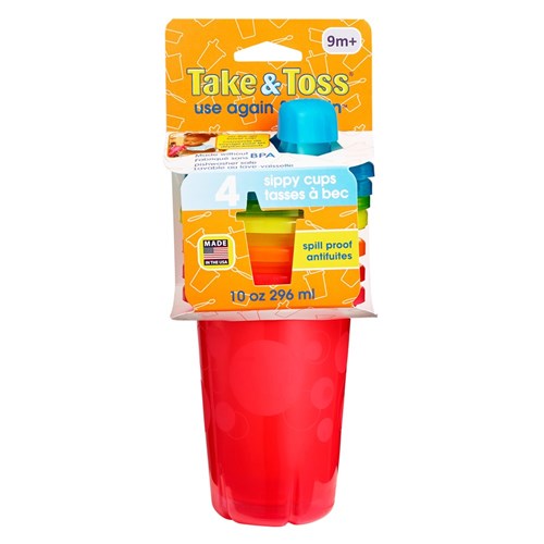 Take and Toss Spill Proof Cups 10oz 4 Pack